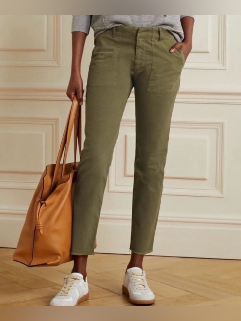Nili Lotan Jenna Slim Crop Stretch Twill Pant